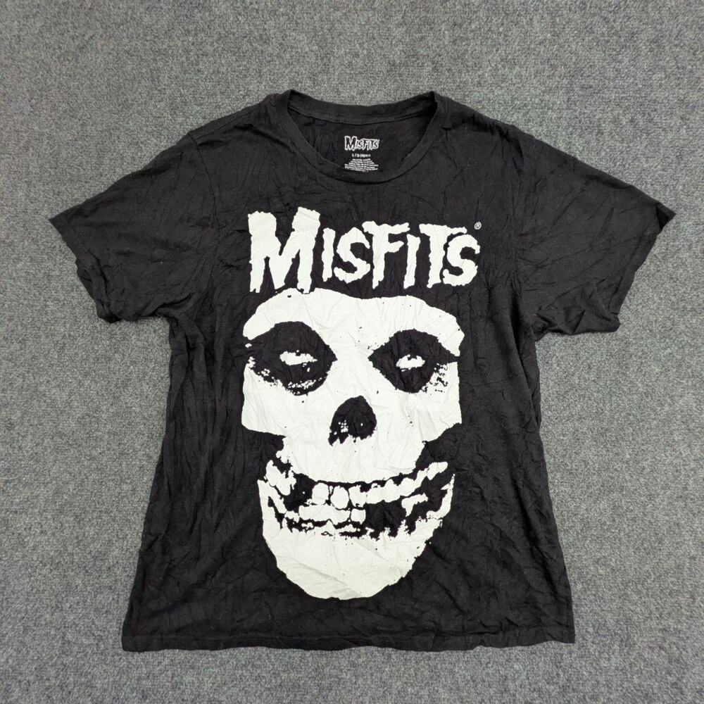 Misfits T Shirt Mens L Black Fiend Skull Logo Graphic Crew Neck Rock Band Tee
